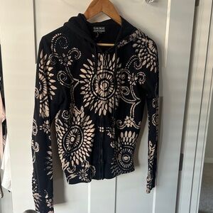 Black and Cream Patterned Hoodie